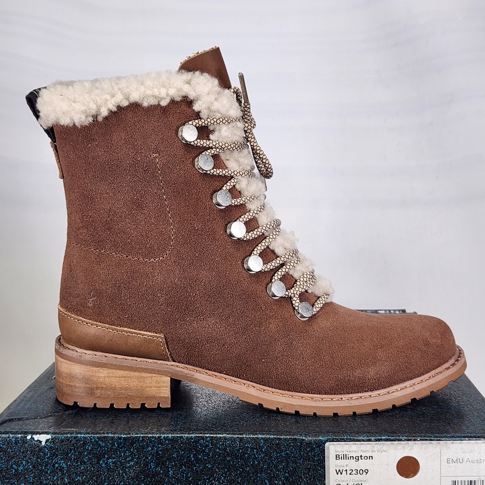 EMU Australia Billington Boots Women Size 7 Oak Waterproof Suede Wool Lined